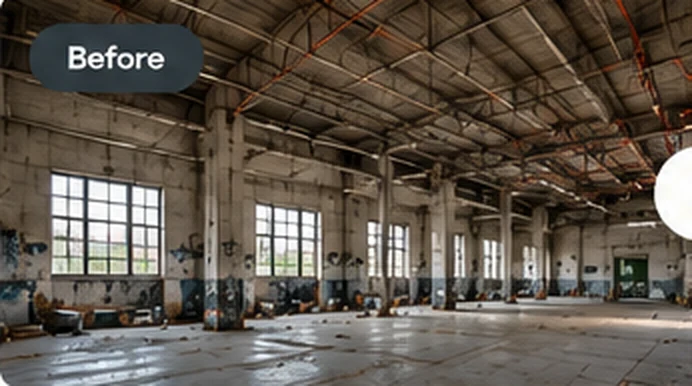 Idle warehouse before conversion
